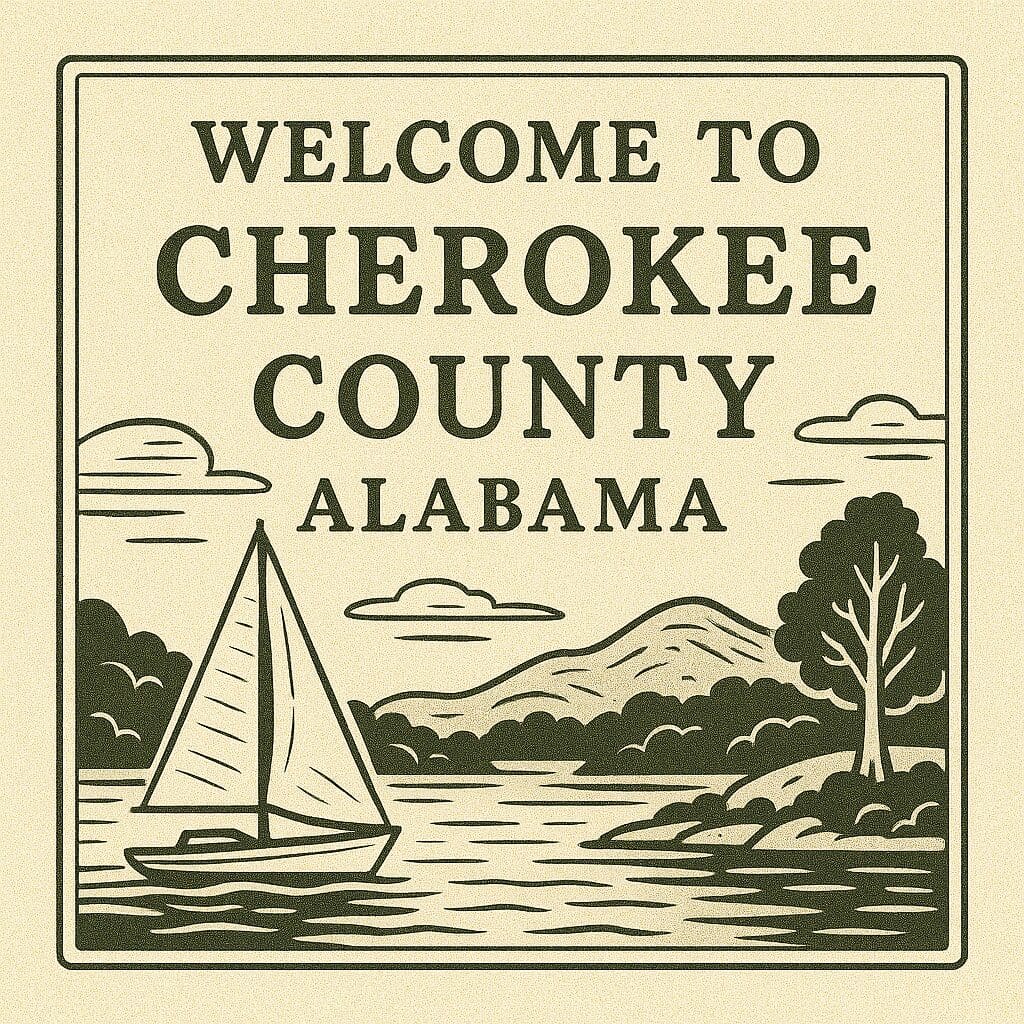 Cherokee County Alabama Line Art Sign