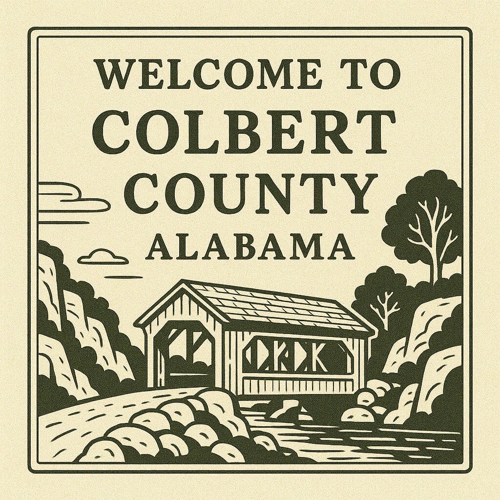 Colbert County Alabama Line Art Sign