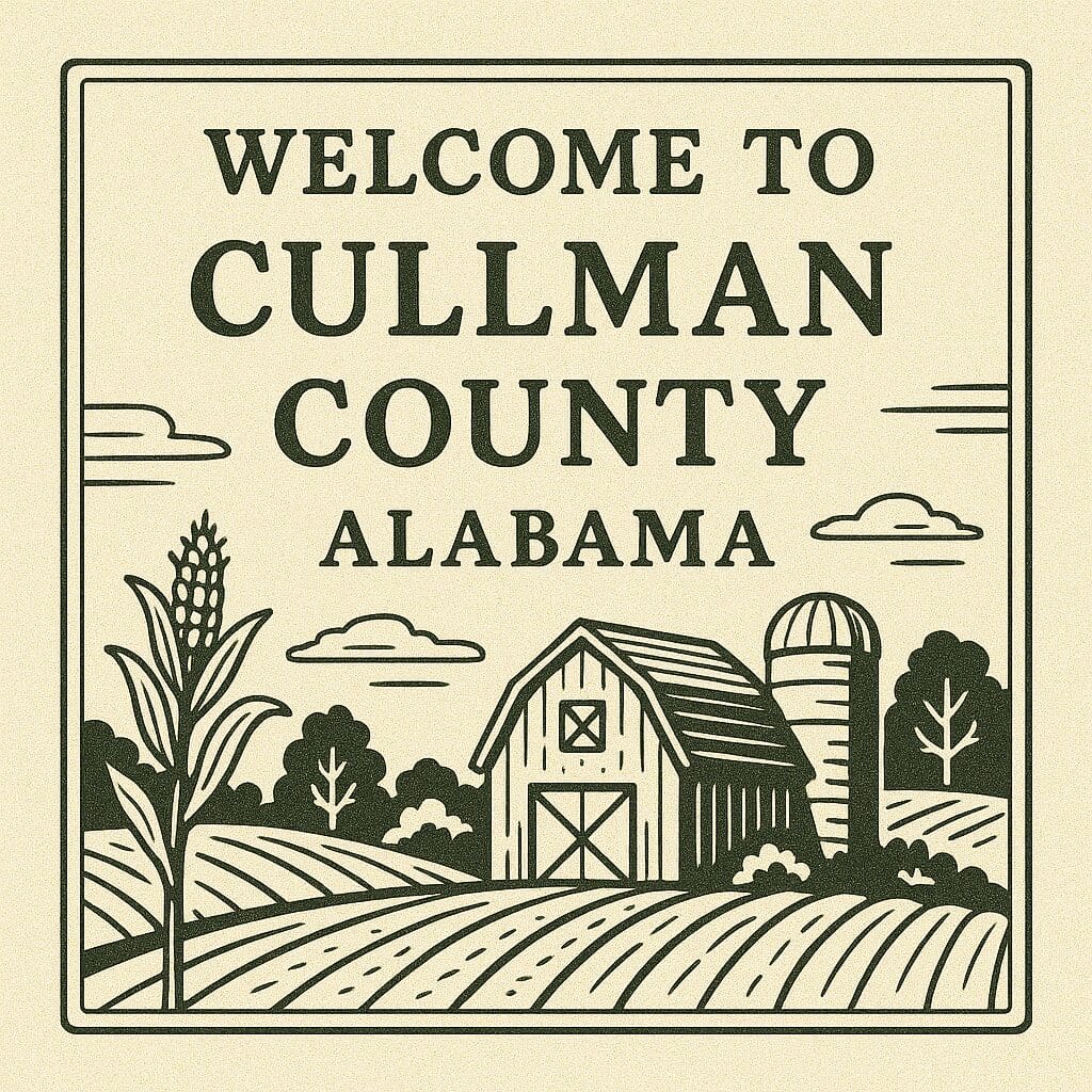 Cullman County Alabama Line Art Sign