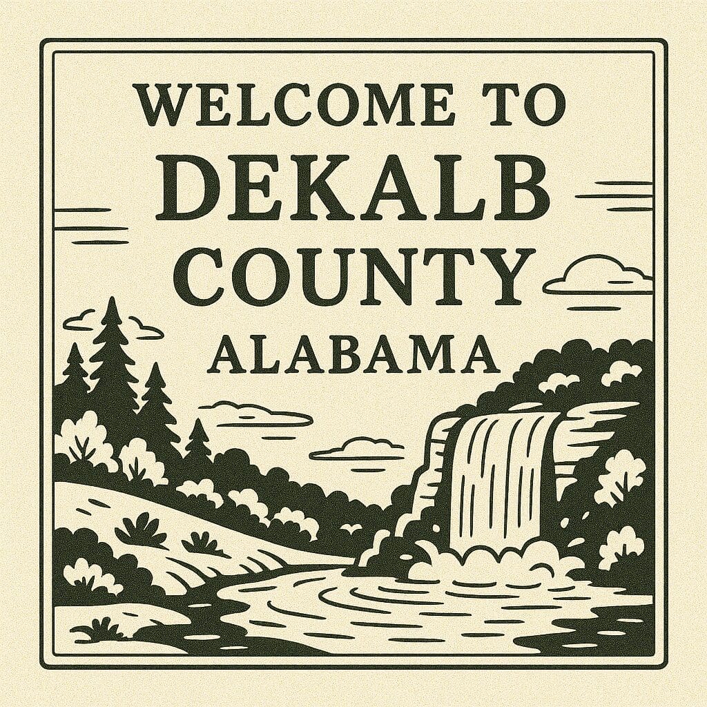DeKalb County Alabama Line Art Sign