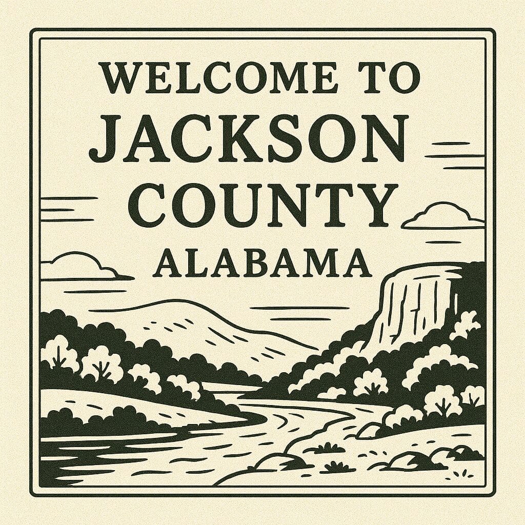 Jackson County Alabama Line Art Sign