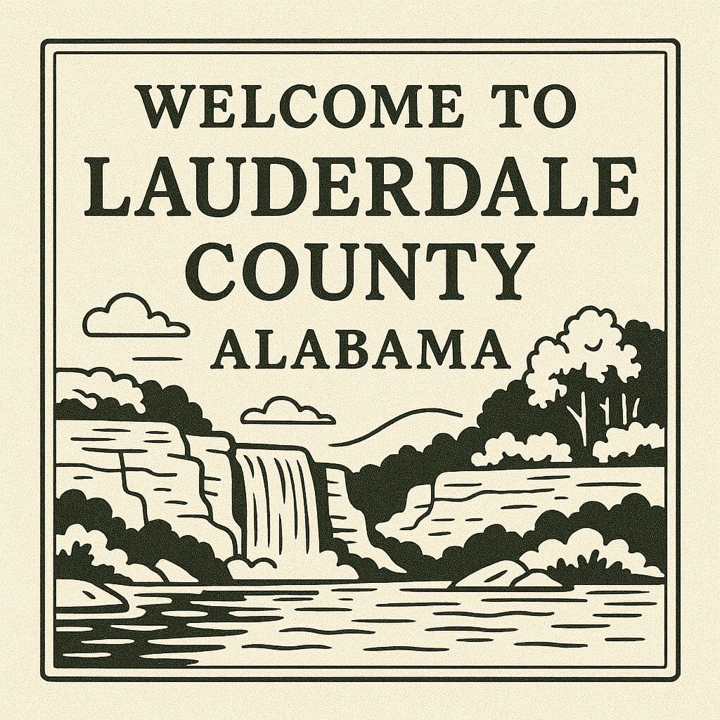 Lauderdale County Alabama Line Art Sign