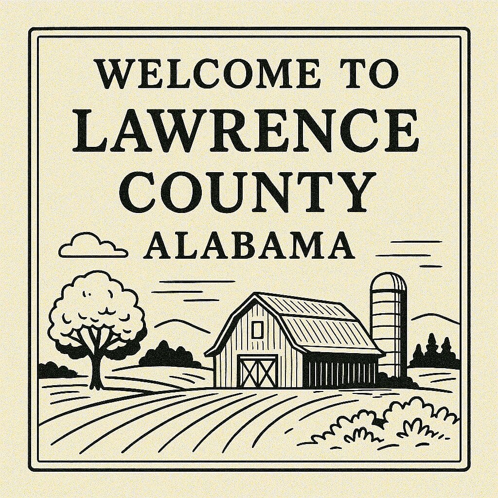 Lawrence County Alabama Line Art Sign