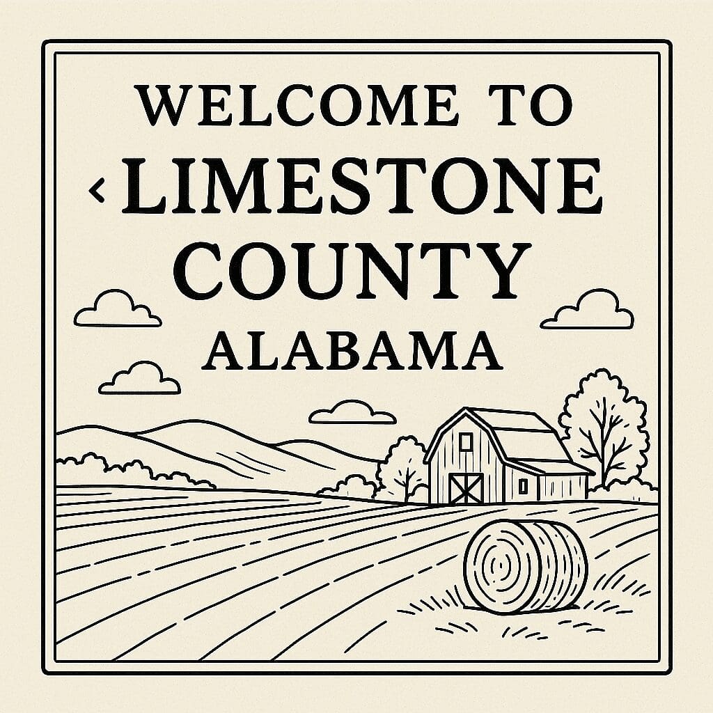 Limestone County Alabama Line Art Sign