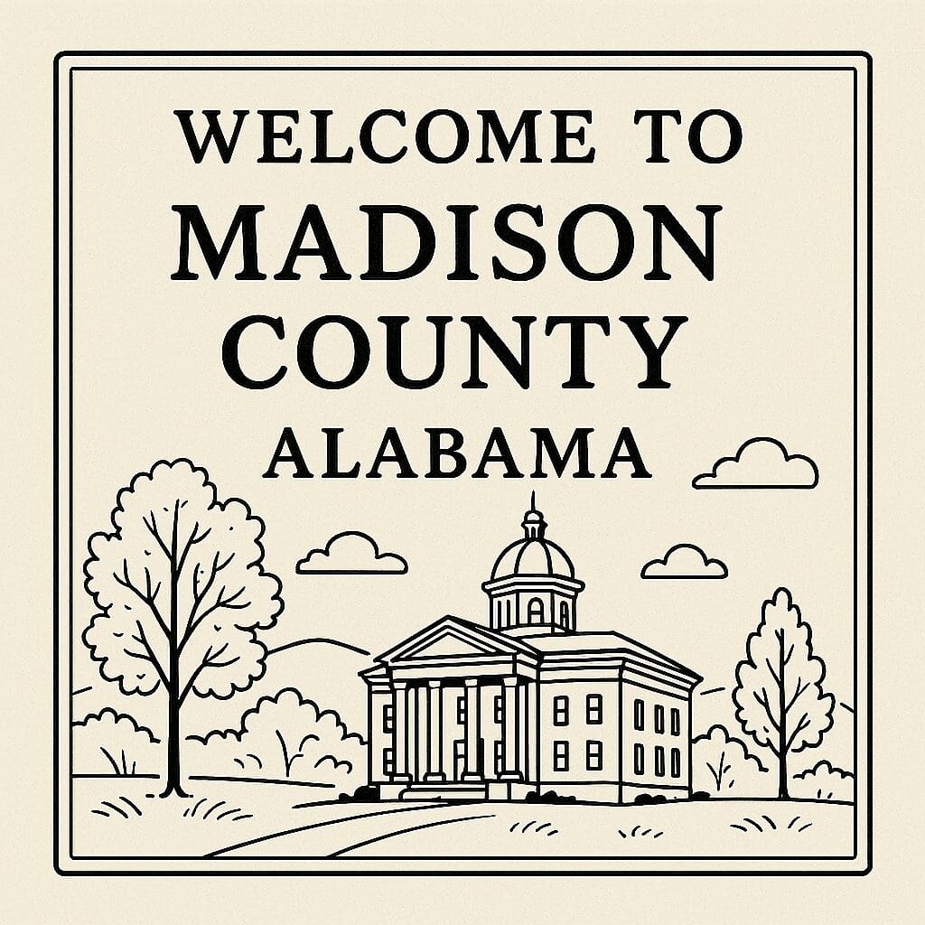 Madison County Alabama Line Art Sign