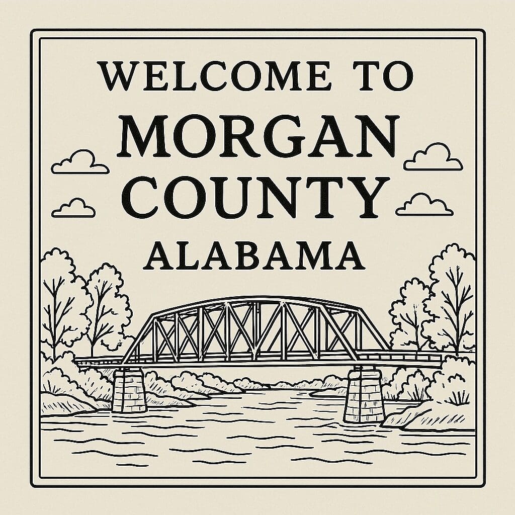 Morgan County Alabama Line Art Sign