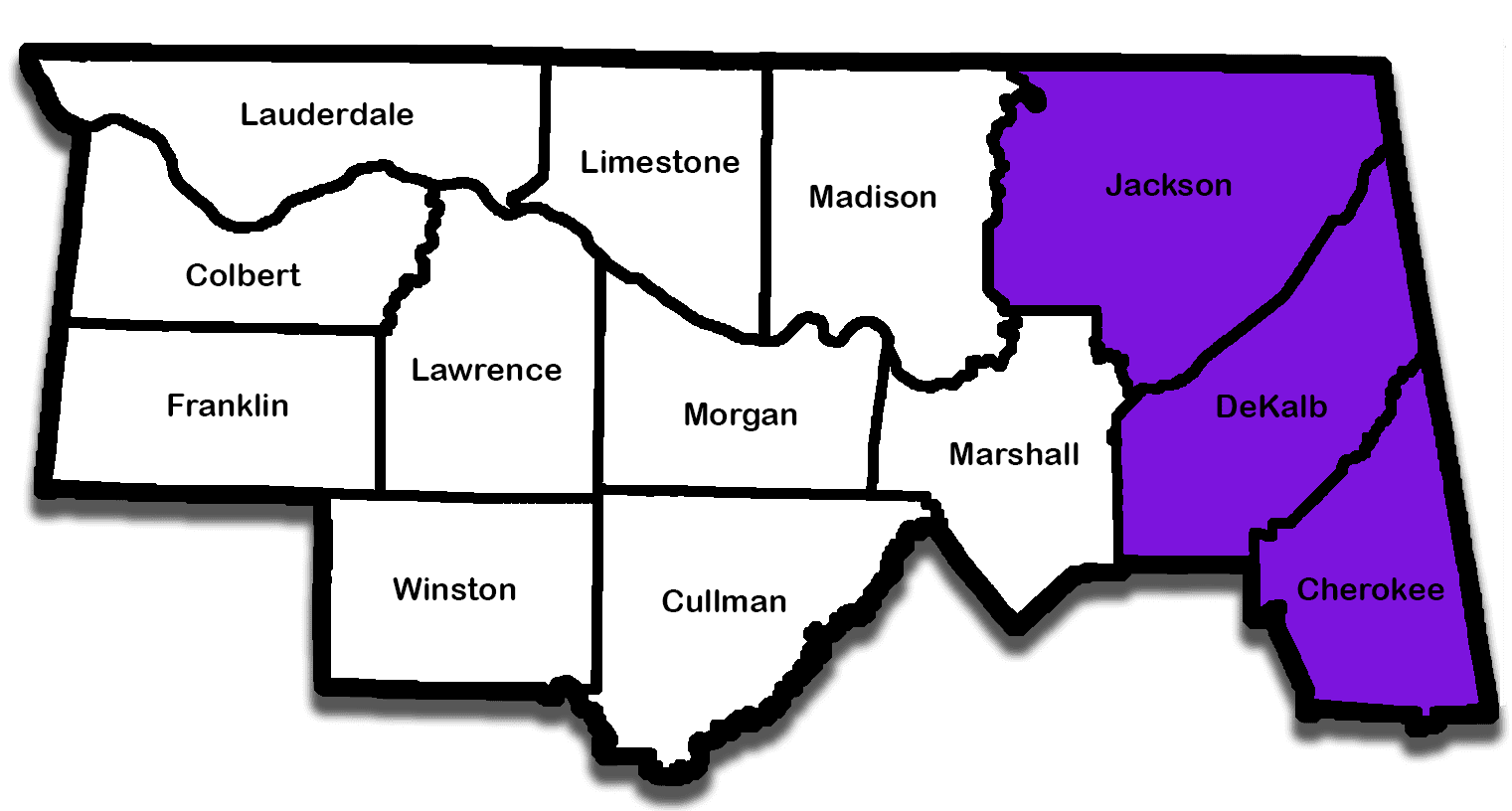 Northern Alabama County Areas Northeastern Counties