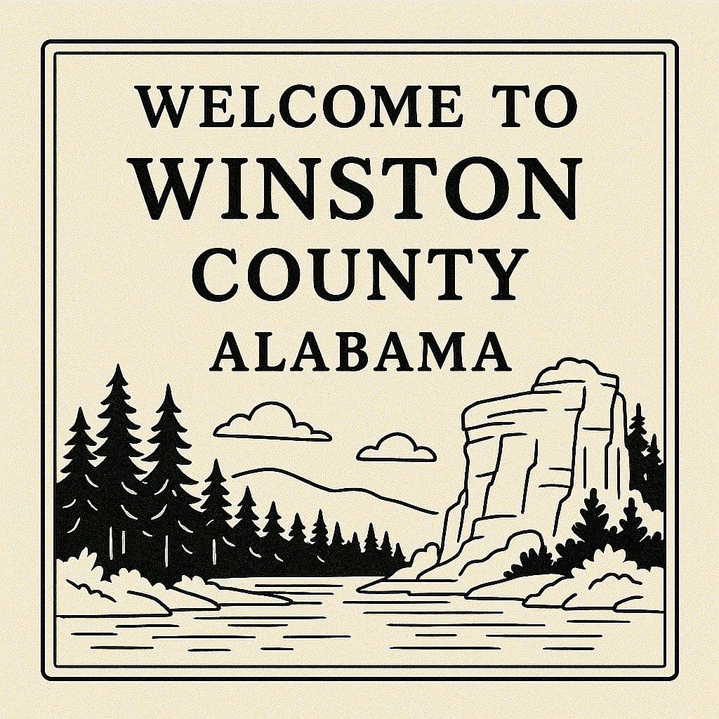 Winston County Alabama Line Art Sign